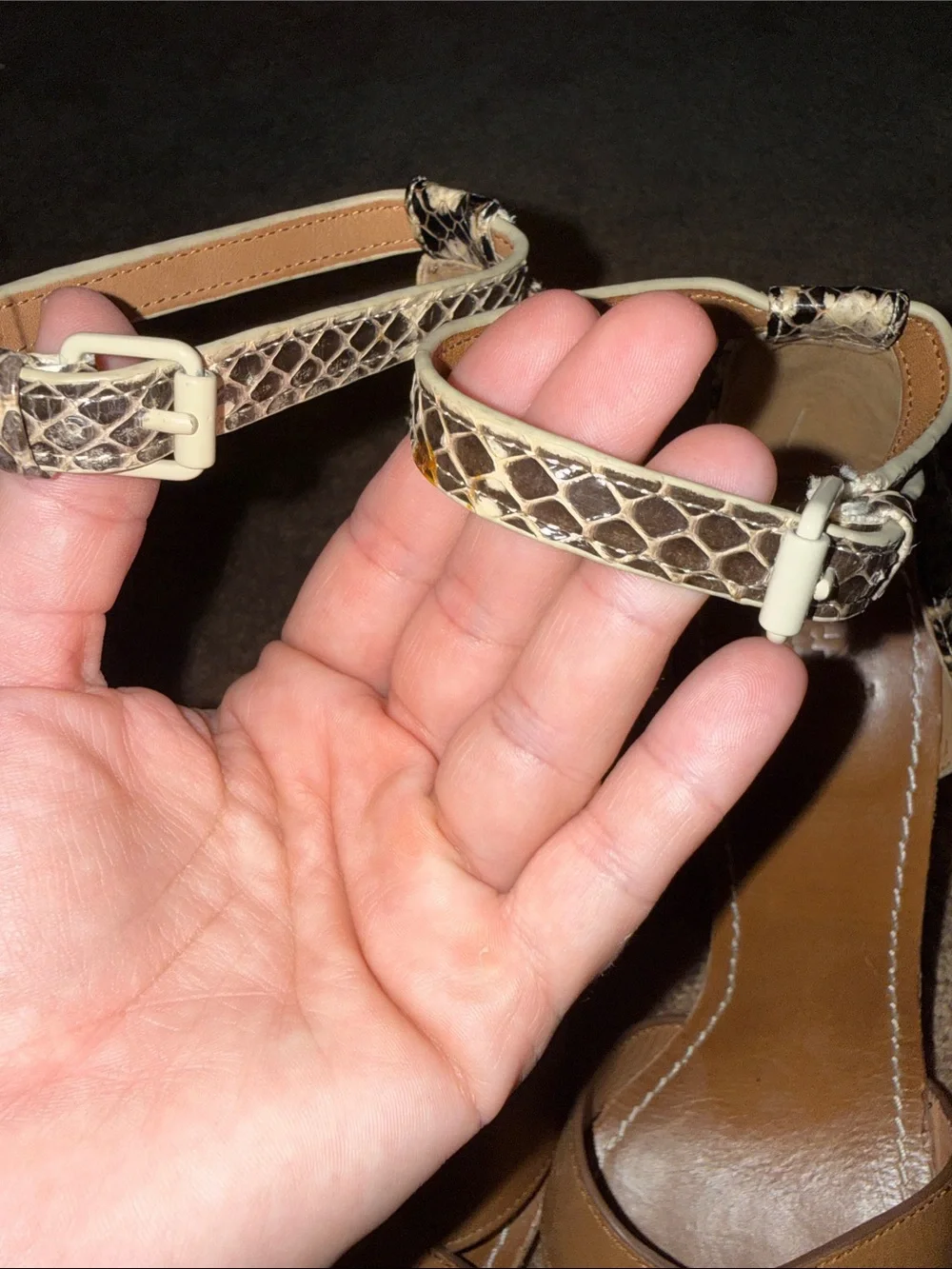 Tory Burch Women’s Brown Livia Snake Skin Wedges Size 9 1/2